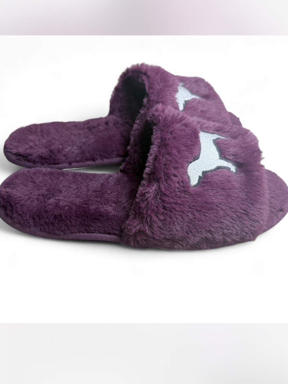 PINK Victoria’s Secret Purple Fuzzy Slide Slippers L